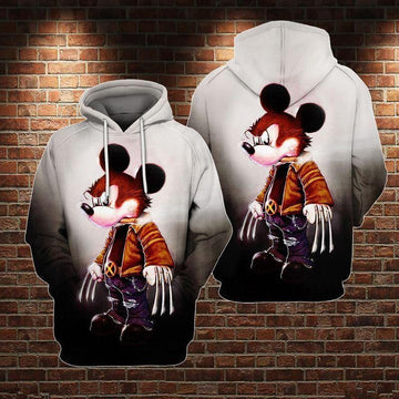 Mickey Mouse Hoodie Dn X-men Crossover Wolverine Logan 3d Hoodie Zip Hoodie Moonbestprint