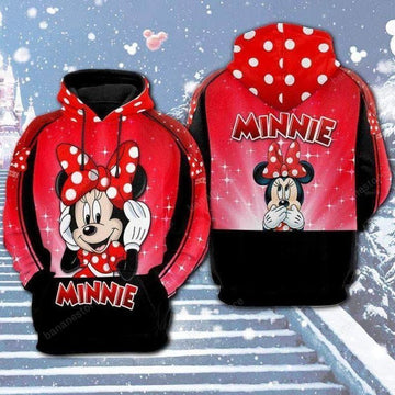 Disney Minnie Hoodie Not Hear Not Speak Minnie Black Red 3d Hoodie Zip Hoodie Moonbestprint
