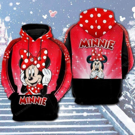 Disney Minnie Hoodie Not Hear Not Speak Minnie Black Red 3d Hoodie Zip Hoodie Moonbestprint