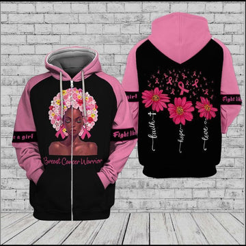 Breast Cancer Awareness Faith Hope Love Black Queen Juneteenth Freedom Day Liberation Day 3d Hoodie Zip Hoodie Moonbestprint