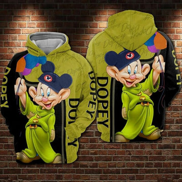 Dopey Cartoon Snow White And The Seven Dwarfs Over Print 3d Hoodie Zip Hoodie Moonbestprint