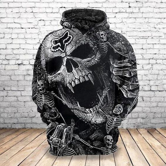 Regular Print Skull Pullover Loose Halloween Men's Hoodies Moonbestprint