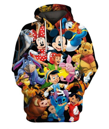 Disney All Characters Mickey Mouse Donald Stitch Pooh 3d Hoodie Zip Hoodie Moonbestprint