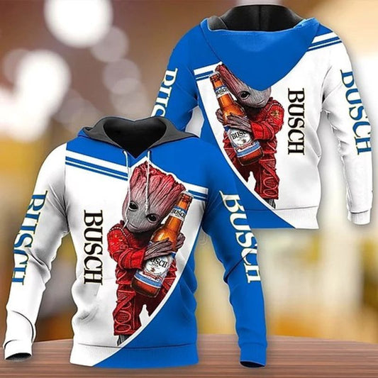 Busch Beer Baby Groot All Over Printing 3d Hoodie Moonbestprint