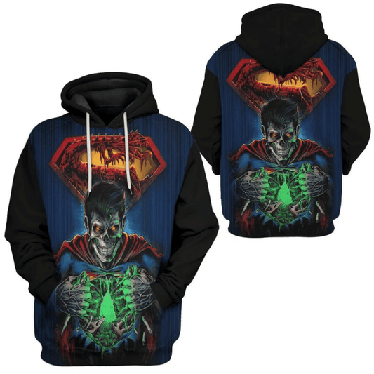 Zombie Superman, Marvel Gift, Skeleton Gift For Fan 3d Hoodie Zip Hoodie Moonbestprint