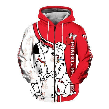 Cartoon Character 101 Dalmations Pongo And Perdita 3d All Over Printed Shirt Zip Hoodie Moonbestprint