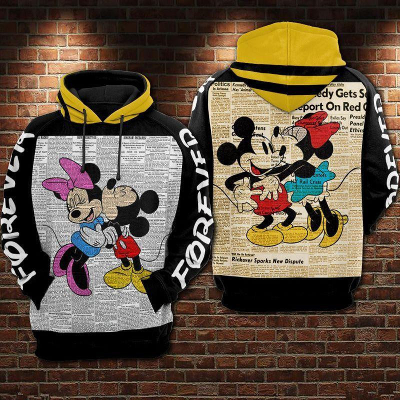 Minnie And Mickey Mouse Old Version Newspaper 3d Hoodie Zip Hoodie Moonbestprint