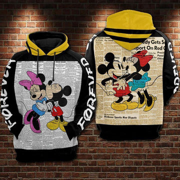 Minnie And Mickey Mouse Old Version Newspaper 3d Hoodie Zip Hoodie Moonbestprint