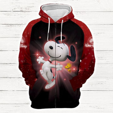 Cartoon Character Dreaming Snoopy 3d All Over Printed Shirt Zip Hoodie 3d Hoodie Moonbestprint