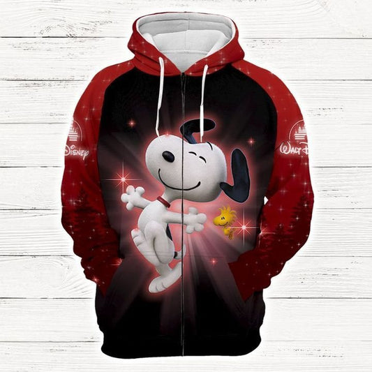 Cartoon Character Dreaming Snoopy 3d All Over Printed Shirt Zip Hoodie 3d Hoodie Moonbestprint