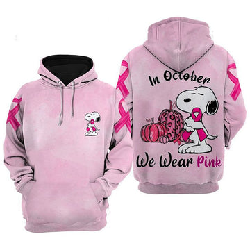 Snoopy In October We Wear Pink 3d Hoodie Moonbestprint