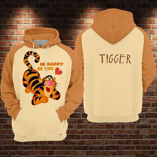 The King Lion Cartoon Tigger Be Happy Be You Over Print 3d Hoodie Moonbestprint