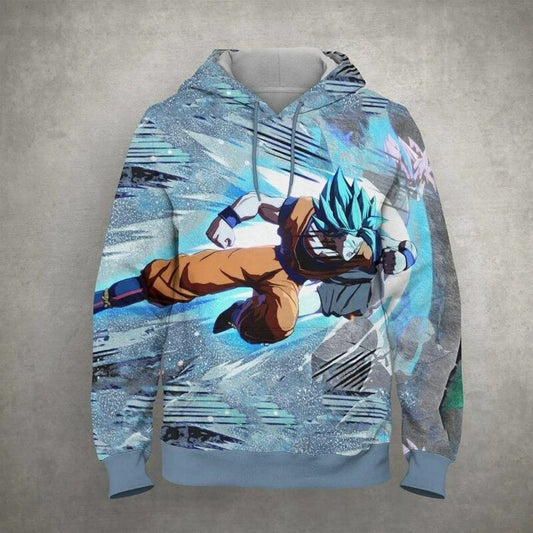 Goku Blue Saiyan Cartoon Dragon Ball Anime Manga 8 Over Print 3d Hoodie Zip Hoodie Moonbestprint