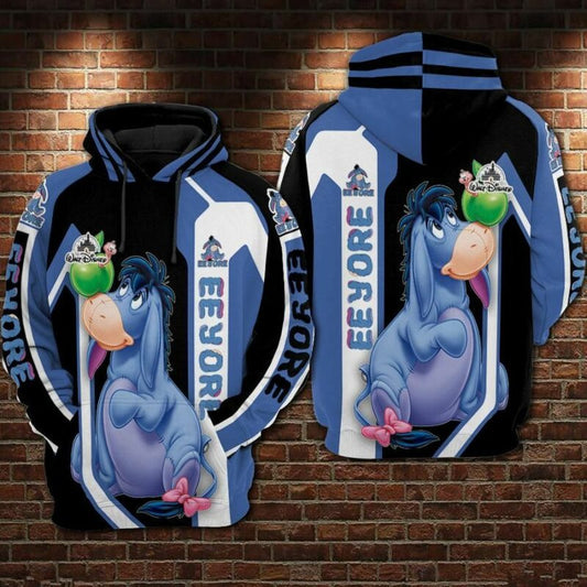 Eeyore And Green Apple Cartoon Winnie The Pooh Walt Disney Over Print 3d Hoodie Zip Hoodie Moonbestprint
