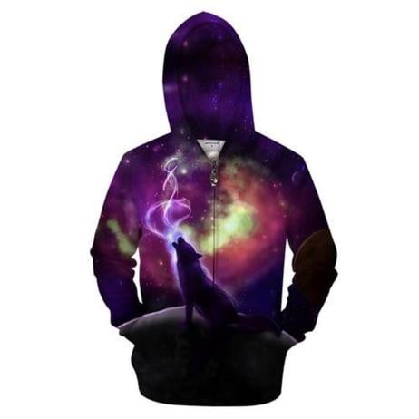 Fantasy Wolf Zip-up Hoodie Moonbestprint