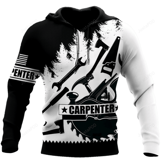 Carpenter Man Tools Black And White 3d Hoodie Moonbestprint