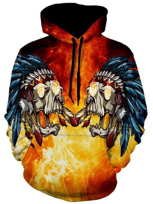Halloween Skull Print Pullover Hoodie Moonbestprint