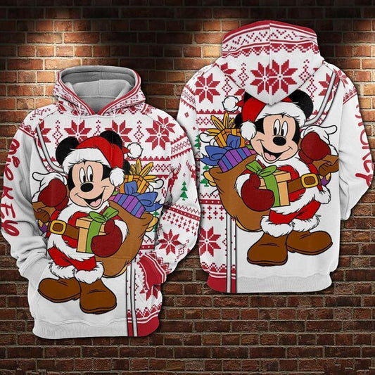 Mickey Mouse Santa Claus Ugly Christmas Over Print 3d Hoodie Zip Hoodie 291 Moonbestprint
