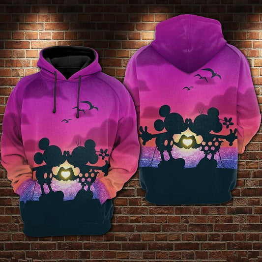 Mickey And Minnie The Twilight Kiss Over Print 3d Hoodie Zip Hoodie Moonbestprint