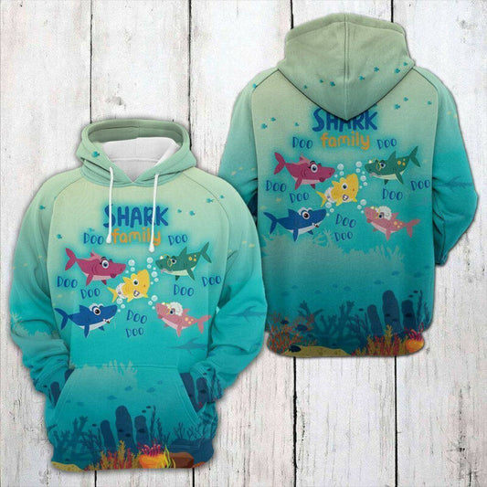 Shark Family Doo Doo Doo Under Ocean Cute Blue Hoodie Shark Week Hoodie Zip Hoodie Moonbestprint