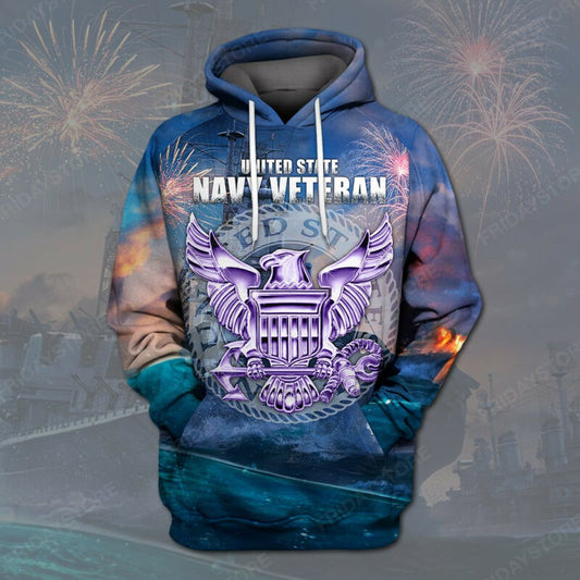 Navy Veteran T-shirt Military 3d Hoodie Zip Hoodie Moonbestprint