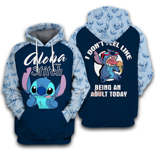 Lilo And Stitch Aloha From I Dont Feel Like Being An Adult Today 3d Hoodie Zip Hoodie 1214 Moonbestprint