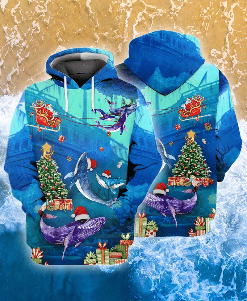Merry Christmas Santa Claus With Whales Ocean Gift For Men And Women 3d Hoodie Zip Hoodie Moonbestprint