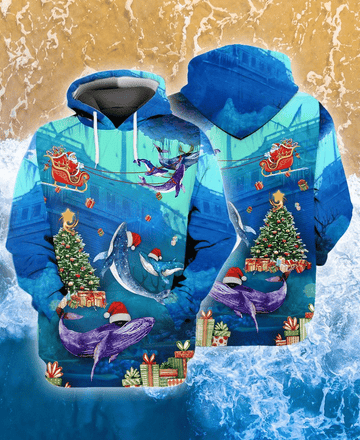 Merry Christmas Santa Claus With Whales Ocean Gift For Men And Women 3d Hoodie Zip Hoodie Moonbestprint