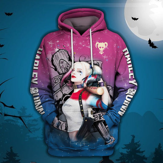 Harley Quinn Halloween Cosplay 3d Hoodie Zipper Hoodie Moonbestprint