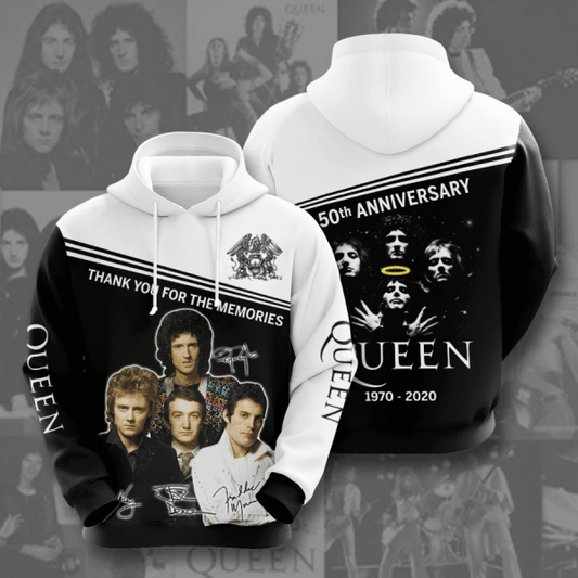 Queen 50th Anniversary 1970 2020 Signature Design Gift For Fan Custom 3d Hoodie All Over Printed Hoodie Moonbestprint