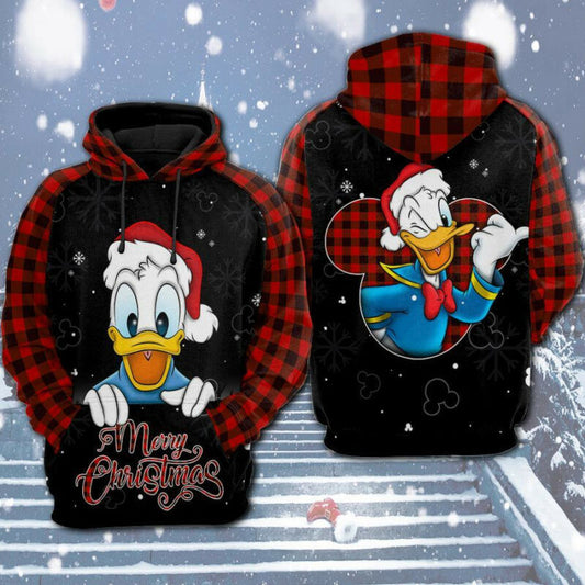 Disney Christmas Donald Duck Christmas Black Blue 3d Hoodie Zip Hoodie Moonbestprint