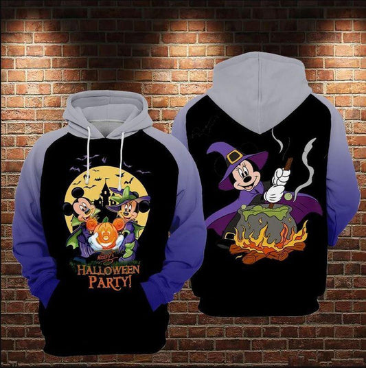 Minnie And Mickey Mouse Halloween Party Black Blue 3d Hoodie Zip Hoodie Moonbestprint