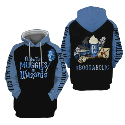 Personalized Custom Name Books Turn Muggles Into Wizards 3d All Over Print Hoodie, Zip-up Hoodie Moonbestprint