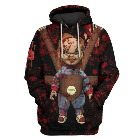 Halloween Hoodie Chucky Hoodie Bloody Cute Chucky 3d Hoodie Zip Hoodie Moonbestprint
