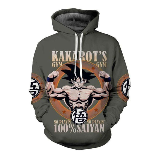 Dragon Ball Hoodie Goku Hoodie Kakarot's Gym 100 Percent Saiyan Goku Grey Hoodie Goku 3d Hoodie Zip Hoodie Moonbestprint