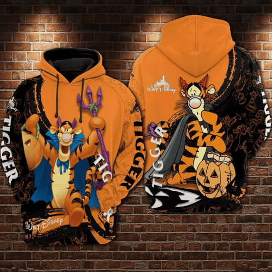 Disney Winnie The Pooh Hoodie Evil Cosplay Tigger Halloween Orange 3d Hoodie Zip Hoodie Moonbestprint