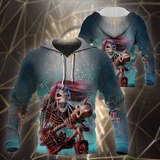 Rocker Skeleton 3d Hoodie Zip Hoodie Moonbestprint