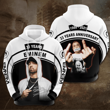 Eminem Rapper 33 Years Anniversary 1988 2021 Signature Design Gift For Fan Custom 3d Hoodie All Over Printed Hoodie Moonbestprint