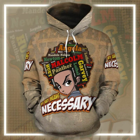 Huey Freeman Black Power All-over By Any Necessary 3d Hoodie Moonbestprint