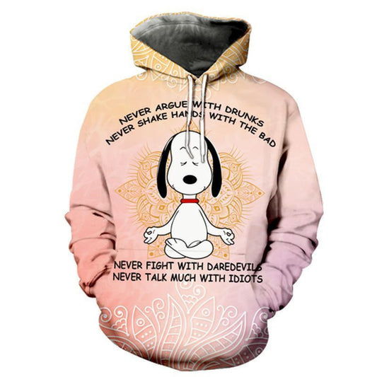 Disney Snoopy Never Argue With Drunks Never Shake Hands With The Bad Never Fight With Daredevils 3d Hoodie Zip Hoodie 978 Moonbestprint