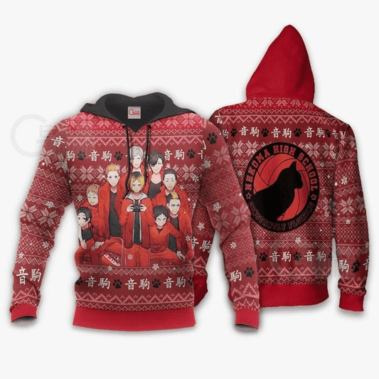 Nekoma High Ugly Christmas Haikyuu Anime Anime Manga For Men And Women 3d Hoodie Zip Hoodie Moonbestprint