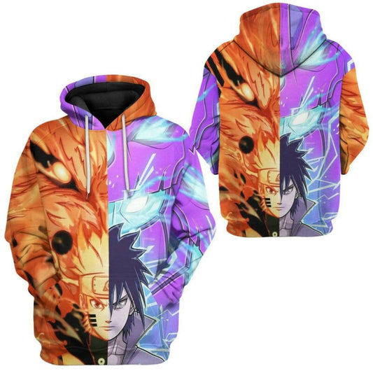 Naruto Sasuke Transforming Orange Purple 3d Hoodie Zip Hoodie Moonbestprint