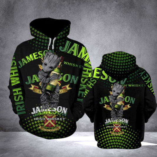 Groot Star Wars And Jameson Irish Whiskey 3d Hoodie Moonbestprint