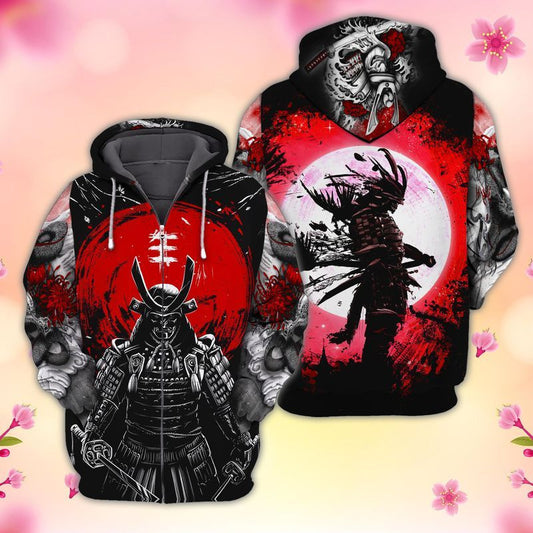 Red Moon Samurai For Men And Women 3d Hoodie Zip Hoodie Moonbestprint