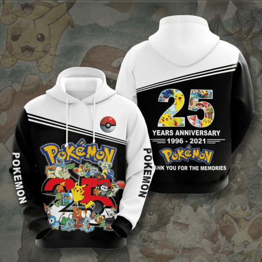 25 Years Anniversary Pokemon 3d Hoodie Zip Hoodie Moonbestprint