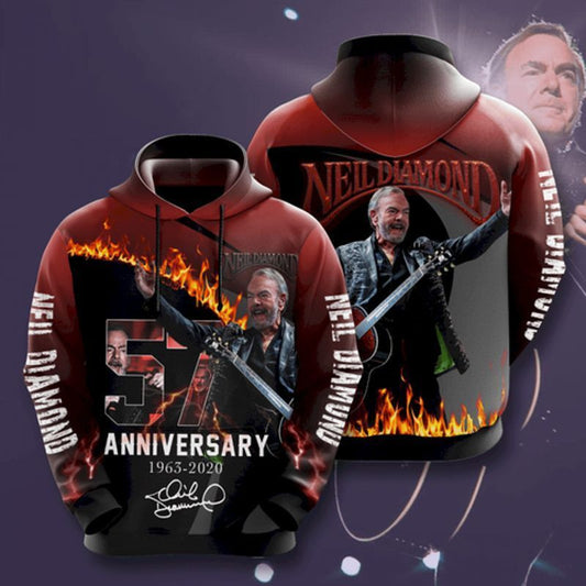 Neil Diamond 1963 2020 57th Anniversary Signature 3d Hoodie Moonbestprint