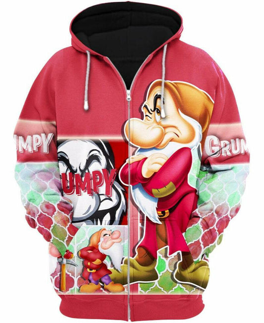 Grumpy Snow White And The Seven Dwarfs 3d Hoodie Zip Hoodie Moonbestprint