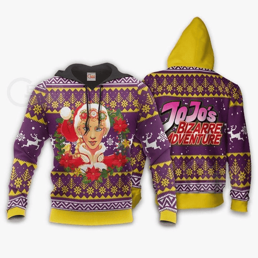 Giorno Giovanna Ugly Christmas Jojo's Bizarre Adventure Anime Manga For Men And Women 3d Hoodie Zip Hoodie Moonbestprint