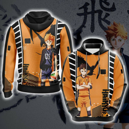 Haikyuu Hoodie Yu Nishinoya Hinata Shouyou Orange Black 3d Hoodie Zip Hoodie Moonbestprint