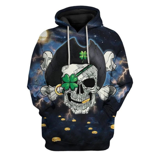 Pirate St Patrick's Day Over Print 3d Hoodie Zip Hoodie Moonbestprint